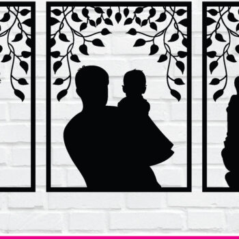 Intra απο ξύλο plywood  Χρώμα wenge 3mm-4mm πάχος - με λέιζερ πατέρα και παιδιού Δίασταση 40x50 cm INTRAFABR-124680190 - Image 1