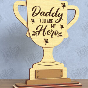 Intra απο ξύλο plywood  Χρώμα wenge 3mm-4mm πάχος - Βραβείο για την Ημέρα του Πατέρα | Ξύλινο τρόπαιο | CNC Δίασταση 20x20 cm INTRAFABR-121910111