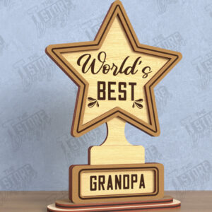 Intra απο ξύλο plywood  Χρώμα wenge 3mm-4mm πάχος - Βραβείο για την Ημέρα του Πατέρα | Ξύλινο τρόπαιο | CNC Δίασταση 20x20 cm INTRAFABR-121910103