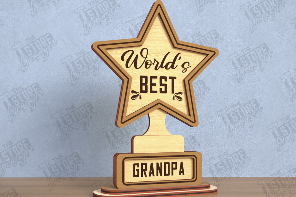 Intra απο ξύλο plywood  Χρώμα wenge 3mm-4mm πάχος - Βραβείο για την Ημέρα του Πατέρα | Ξύλινο τρόπαιο | CNC Δίασταση 20x20 cm INTRAFABR-121910103