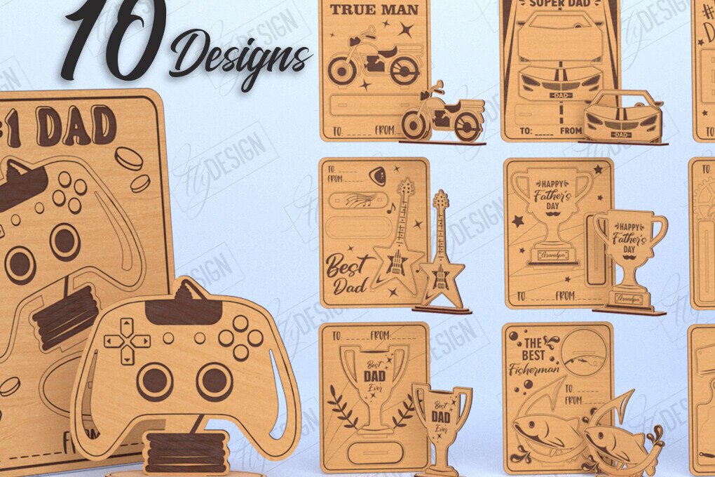 Intra απο ξύλο plywood  Χρώμα wenge 3mm-4mm πάχος - Πακέτο κοπής με λέιζερ για κάρτα για τη γιορτή του πατέρα | CNC Δίασταση 10x15 cm INTRAFABR-24436307