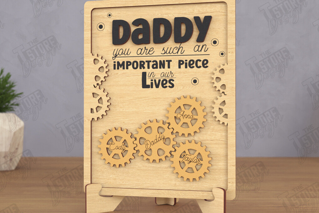 Intra απο ξύλο plywood  Χρώμα wenge 3mm-4mm πάχος - Ημέρα του πατέρα Οικογενειακά σημάδια κοπής με λέιζερ |CNC Δίασταση 30x20 cm INTRAFABR-104611770