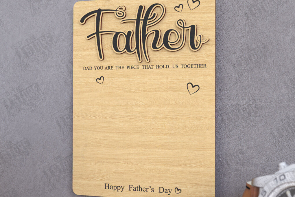 Intra απο ξύλο plywood  Χρώμα wenge 3mm-4mm πάχος - Ημέρα του πατέρα Οικογενειακά σημάδια κοπής με λέιζερ |CNC Δίασταση 30x20 cm INTRAFABR-16016966