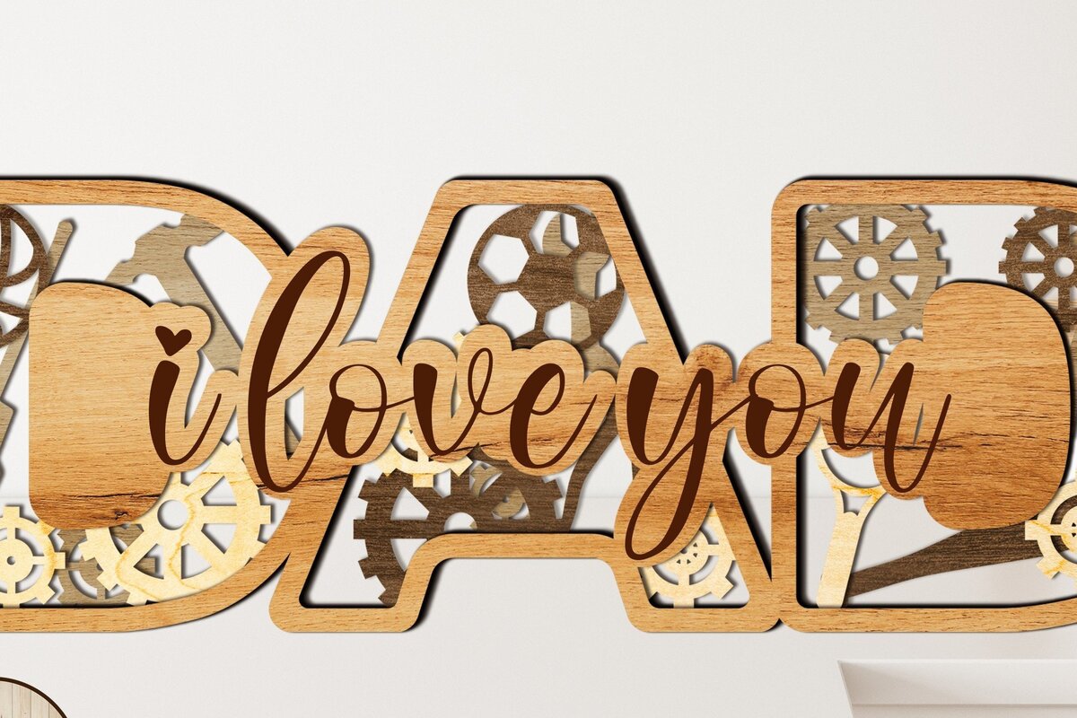 Intra απο ξύλο plywood  Χρώμα wenge 3mm-4mm πάχος - κοπής με λέιζερ για το δώρο του πατέρα Δίασταση 14x5 cm INTRAFABR-19011098