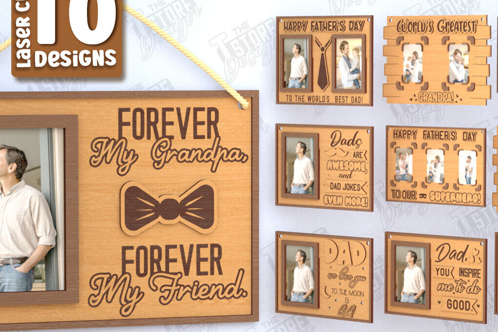 Intra απο ξύλο plywood  Χρώμα wenge 3mm-4mm πάχος - Πακέτο κρεμαστών κορνίζων για τη γιορτή του πατέρα | CNC Δίασταση 20x25 cm INTRAFABR-99408135