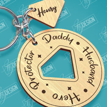 Intra απο ξύλο plywood Χρώμα wenge 3mm-4mm πάχος - Πακέτο κοπής λέιζερ μπρελόκ για την ημέρα του πατέρα Δίασταση 4x4 cm INTRAFABR-105458261 - Image 2