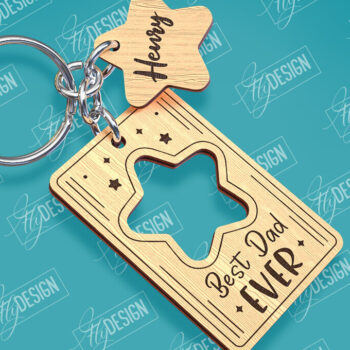 Intra απο ξύλο plywood Χρώμα wenge 3mm-4mm πάχος - Πακέτο κοπής λέιζερ μπρελόκ για την ημέρα του πατέρα Δίασταση 4x4 cm INTRAFABR-105458261 - Image 3