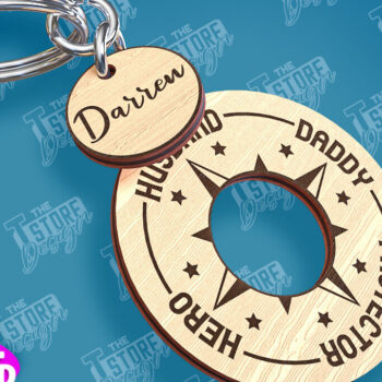 Intra απο ξύλο plywood  Χρώμα wenge 3mm-4mm πάχος - με λέιζερ μπρελόκ για την ημέρα του πατέρα Δίασταση 4x4 cm INTRAFABR-65470180 - Image 1