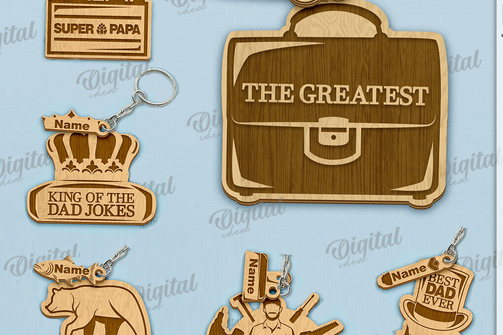 Intra απο ξύλο plywood  Χρώμα wenge 3mm-4mm πάχος - Πακέτο κοπής με λέιζερ μπρελόκ για την ημέρα του πατέρα Δίασταση 4x4 cm INTRAFABR-82663197