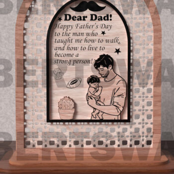 Intra απο ξύλο plywood Χρώμα wenge 3mm-4mm πάχος - Πινακίδα μπαμπά για την Ημέρα του Πατέρα Δίασταση 20x20 cm INTRAFABR-124957766 - Image 1