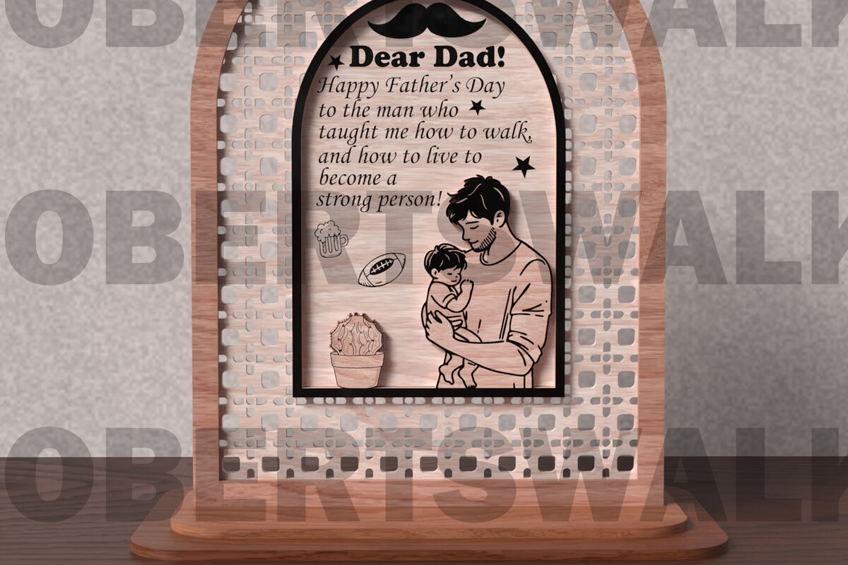 Intra απο ξύλο plywood Χρώμα wenge 3mm-4mm πάχος - Πινακίδα μπαμπά για την Ημέρα του Πατέρα Δίασταση 20x20 cm INTRAFABR-124957766