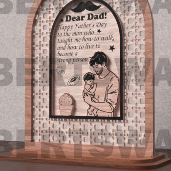 Intra απο ξύλο plywood Χρώμα wenge 3mm-4mm πάχος - Πινακίδα μπαμπά για την Ημέρα του Πατέρα Δίασταση 20x20 cm INTRAFABR-124957766 - Image 2