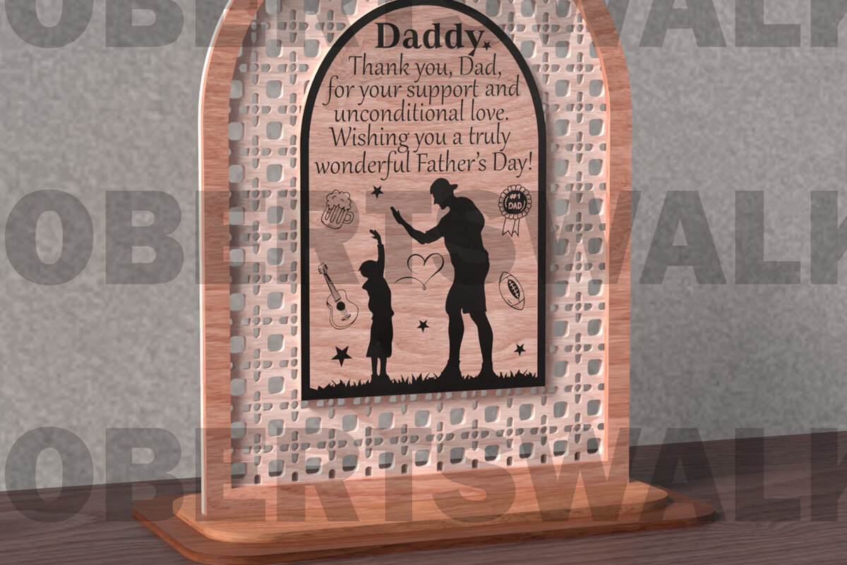 Intra απο ξύλο plywood Χρώμα wenge 3mm-4mm πάχος - Απόσπασμα αγάπης για την ημέρα του πατέρα Δίασταση 20x20 cm INTRAFABR-122672920