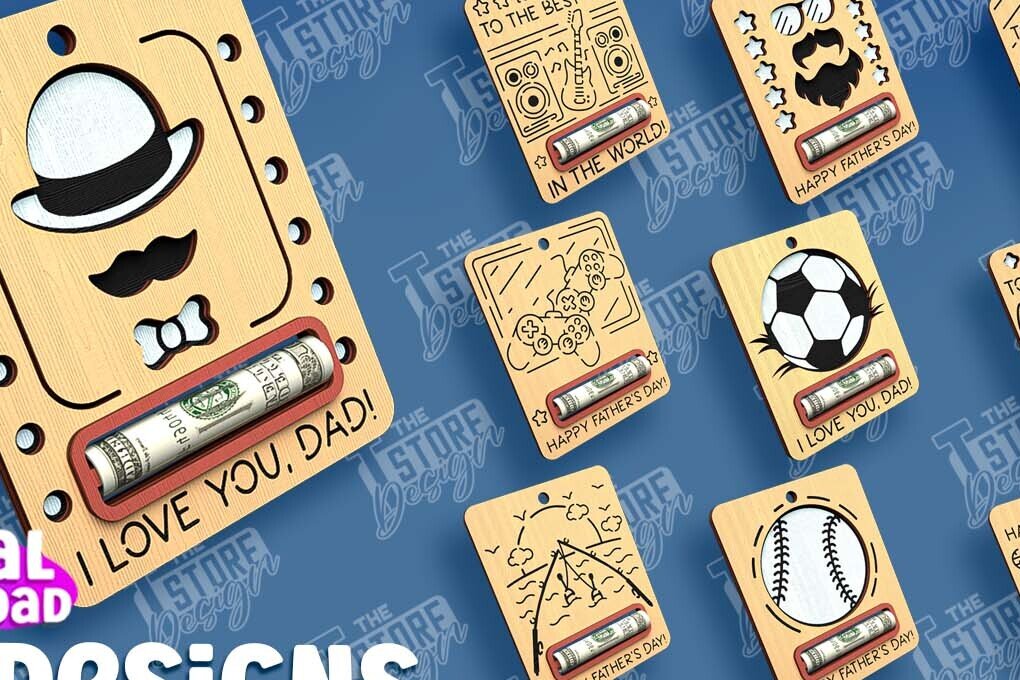 Intra απο ξύλο plywood Χρώμα wenge 3mm-4mm πάχος - Πακέτο κοπής λέιζερ με κάρτα για την ημέρα του πατέρα Δίασταση 10x15 cm INTRAFABR-26344972