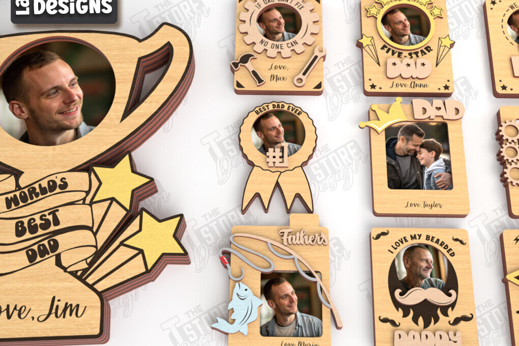 Intra απο ξύλο plywood Χρώμα wenge 3mm-4mm πάχος - Πακέτο με μαγνήτη φωτογραφιών για την ημέρα του πατέρα | CNC Δίασταση 20x20 cm INTRAFABR-103285230