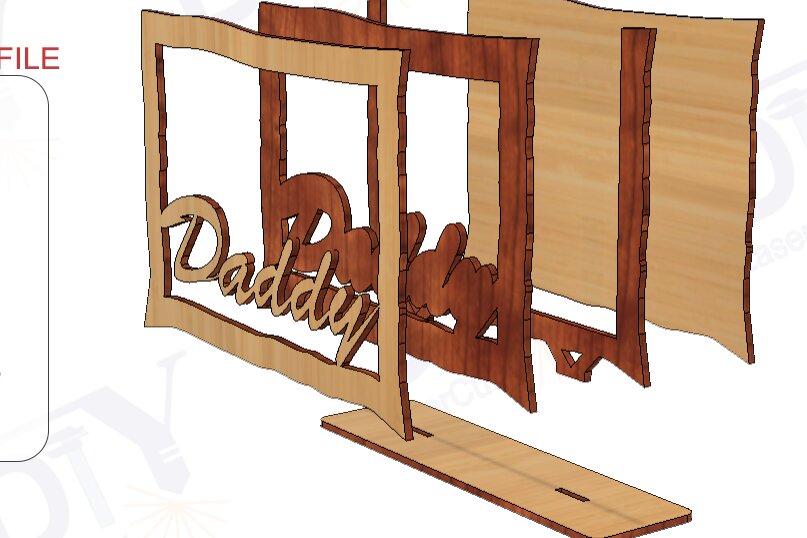 Intra απο ξύλο plywood  Χρώμα wenge 3mm-4mm πάχος - Κορνίζα για τη γιορτή του πατέρα Δίασταση 20x25 cm INTRAFABR-122222627