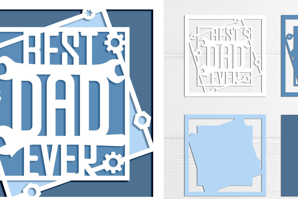 Intra απο ξύλο plywood  Χρώμα wenge 3mm-4mm πάχος - Fathers Day Shadow Box, 3d Papercut Δίασταση 8x8 cm INTRAFABR-94268001