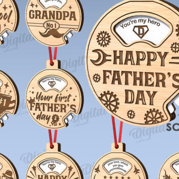 Intra απο ξύλο plywood  Χρώμα wenge 3mm-4mm πάχος - Πακέτο με στολίδια για την ημέρα του πατέρα Δίασταση 6x6 cm INTRAFABR-21281293 - Image 1