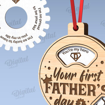 Intra απο ξύλο plywood  Χρώμα wenge 3mm-4mm πάχος - Πακέτο με στολίδια για την ημέρα του πατέρα Δίασταση 6x6 cm INTRAFABR-21281293 - Image 7