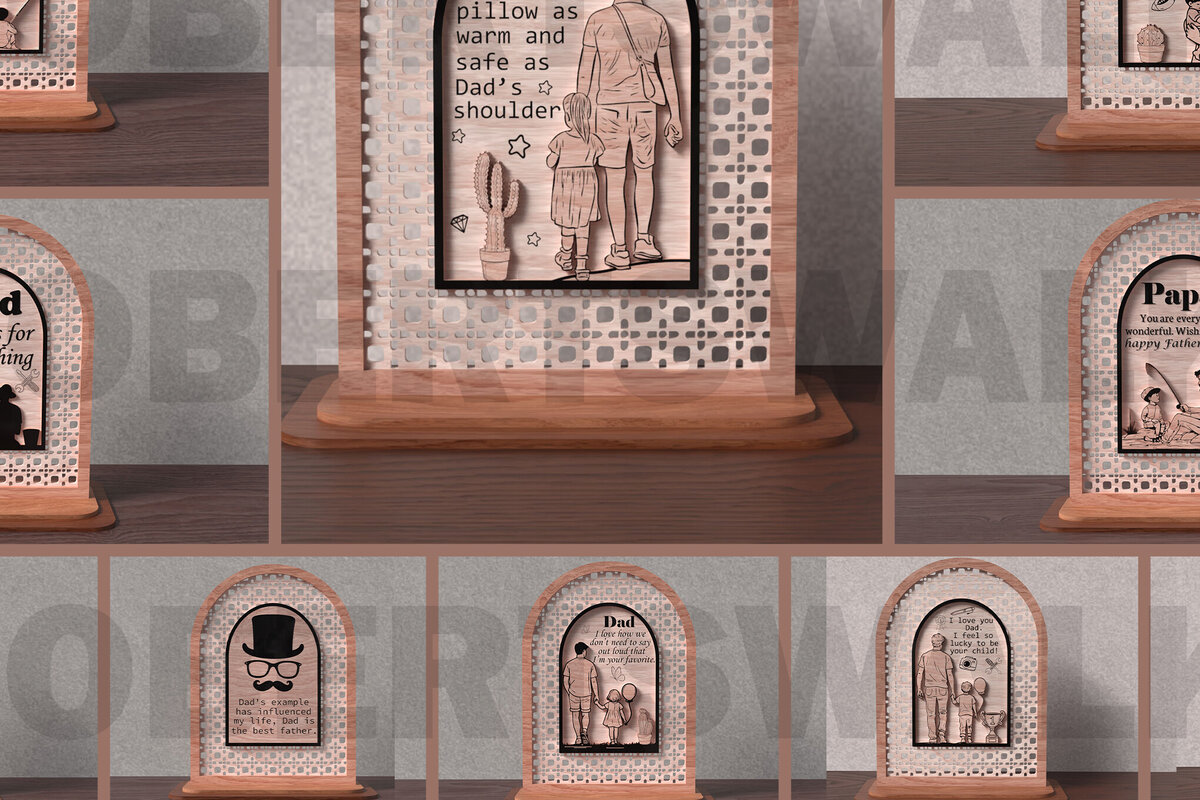 Intra απο ξύλο plywood  Χρώμα wenge 3mm-4mm πάχος - Πακέτο επιγραφών για την ημέρα του πατέρα Δίασταση 20x20 cm INTRAFABR-21282319