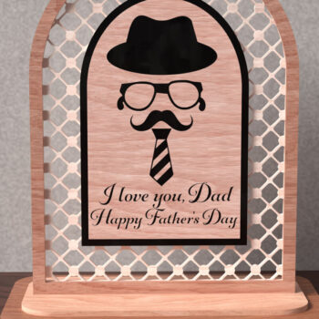 Intra απο ξύλο plywood Χρώμα wenge 3mm-4mm πάχος - Πινακίδα με μουστάκι για τη γιορτή του πατέρα Δίασταση 4x4 cm INTRAFABR-16947330 - Image 1