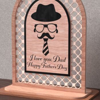 Intra απο ξύλο plywood Χρώμα wenge 3mm-4mm πάχος - Πινακίδα με μουστάκι για τη γιορτή του πατέρα Δίασταση 4x4 cm INTRAFABR-16947330 - Image 2