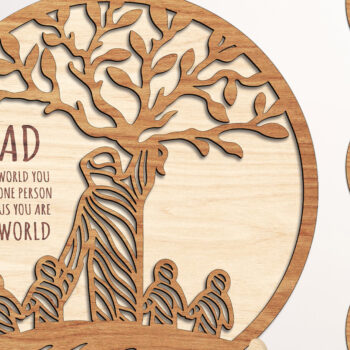 Intra απο ξύλο plywood  Χρώμα wenge 3mm-4mm πάχος - Διακοσμητικό κομμένο με βάση για τη γιορτή του πατέρα Δίασταση 20x20 cm INTRAFABR-28019038 - Image 1