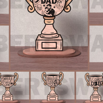 Intra απο ξύλο plywood Χρώμα wenge 3mm-4mm πάχος - Πακέτο κοπής με λέιζερ Trophy για την Ημέρα του Πατέρα Δίασταση 20x20 cm INTRAFABR-28019180 - Image 1