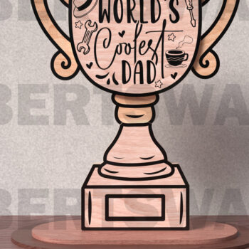 Intra απο ξύλο plywood Χρώμα wenge 3mm-4mm πάχος - Πακέτο κοπής με λέιζερ Trophy για την Ημέρα του Πατέρα Δίασταση 20x20 cm INTRAFABR-28019180 - Image 2