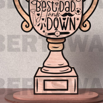 Intra απο ξύλο plywood Χρώμα wenge 3mm-4mm πάχος - Πακέτο κοπής με λέιζερ Trophy για την Ημέρα του Πατέρα Δίασταση 20x20 cm INTRAFABR-28019180 - Image 3