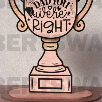 Intra απο ξύλο plywood Χρώμα wenge 3mm-4mm πάχος - Πακέτο κοπής με λέιζερ Trophy για την Ημέρα του Πατέρα Δίασταση 20x20 cm INTRAFABR-28019180 - Image 5