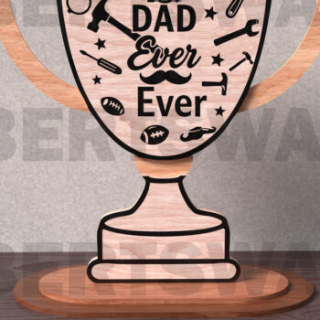 Intra απο ξύλο plywood Χρώμα wenge 3mm-4mm πάχος - Πακέτο κοπής με λέιζερ Trophy για την Ημέρα του Πατέρα Δίασταση 20x20 cm INTRAFABR-28019306 - Image 3