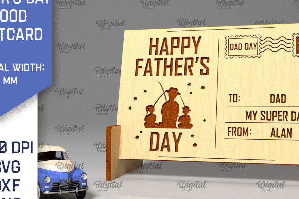 Intra απο ξύλο plywood  Χρώμα wenge 3mm-4mm πάχος - Κόψιμο με λέιζερ Ξύλινη Καρτ ποστάλ για την Ημέρα του Πατέρα Δίασταση 30x20 cm INTRAFABR-28268915