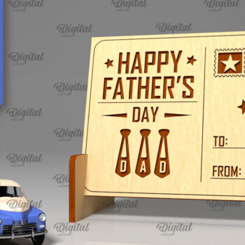 Intra απο ξύλο plywood Χρώμα wenge 3mm-4mm πάχος - Κόψιμο με λέιζερ Ξύλινη Καρτ ποστάλ για την Ημέρα του Πατέρα Δίασταση 30x20 cm INTRAFABR-28269181 - Image 1