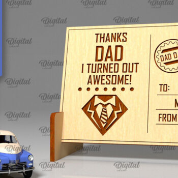 Intra απο ξύλο plywood Χρώμα wenge 3mm-4mm πάχος - Κόψιμο με λέιζερ Ξύλινη Καρτ ποστάλ για την Ημέρα του Πατέρα Δίασταση 30x20 cm INTRAFABR-28582212 - Image 1