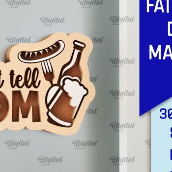 Intra απο ξύλο plywood  Χρώμα wenge 3mm-4mm πάχος - Ξύλινη κοπή με μαγνήτη με λέιζερ για τη γιορτή του πατέρα Δίασταση 30x20 cm INTRAFABR-28656783 - Image 1