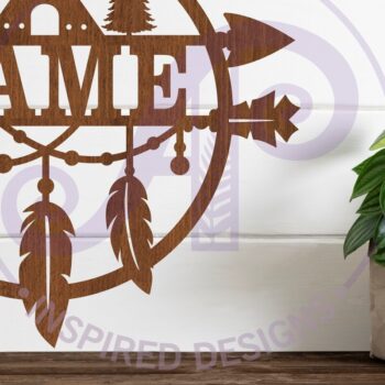 Intra απο ξύλο plywood  Χρώμα wenge 3mm-4mm πάχος - Σημάδι ονόματος φτερού και βέλους Laser Δίασταση 30x20 cm INTRAFABR-38621410 - Image 1