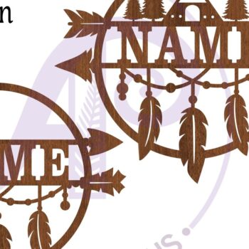 Intra απο ξύλο plywood  Χρώμα wenge 3mm-4mm πάχος - Σημάδι ονόματος φτερού και βέλους Laser Δίασταση 30x20 cm INTRAFABR-38621410 - Image 3