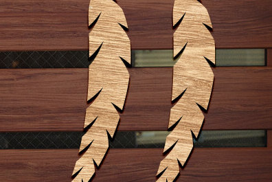 Intra απο ξύλο plywood  Χρώμα wenge 3mm-4mm πάχος - Σκουλαρίκι με φτερά Δίασταση 3x3 cm INTRAFABR-124578115