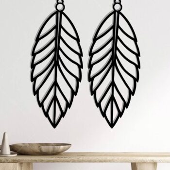 Intra απο ξύλο plywood Χρώμα wenge 3mm-4mm πάχος - Σκουλαρίκι με φτερά Δίασταση 3x3 cm INTRAFABR-109114312 - Image 2