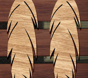 Intra απο ξύλο plywood  Χρώμα wenge 3mm-4mm πάχος - Σκουλαρίκι με φτερά Δίασταση 3x3 cm INTRAFABR-6555621