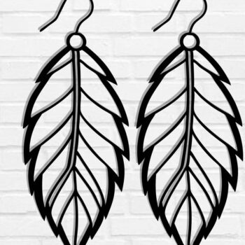 Intra απο ξύλο plywood  Χρώμα wenge 3mm-4mm πάχος - Σκουλαρίκι με πούπουλα τέχνη τοίχου με λέιζερ Δίασταση 3x3 cm INTRAFABR-100931692 - Image 1