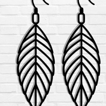 Intra απο ξύλο plywood  Χρώμα wenge 3mm-4mm πάχος - Σκουλαρίκι με πούπουλα τέχνη τοίχου με λέιζερ Δίασταση 3x3 cm INTRAFABR-122723696 - Image 1