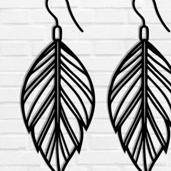 Intra απο ξύλο plywood  Χρώμα wenge 3mm-4mm πάχος - Σκουλαρίκι με πούπουλα τέχνη τοίχου με λέιζερ Δίασταση 3x3 cm INTRAFABR-123813088 - Image 1