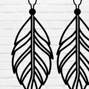 Intra απο ξύλο plywood  Χρώμα wenge 3mm-4mm πάχος - Σκουλαρίκι με πούπουλα τέχνη τοίχου με λέιζερ Δίασταση 3x3 cm INTRAFABR-124910612