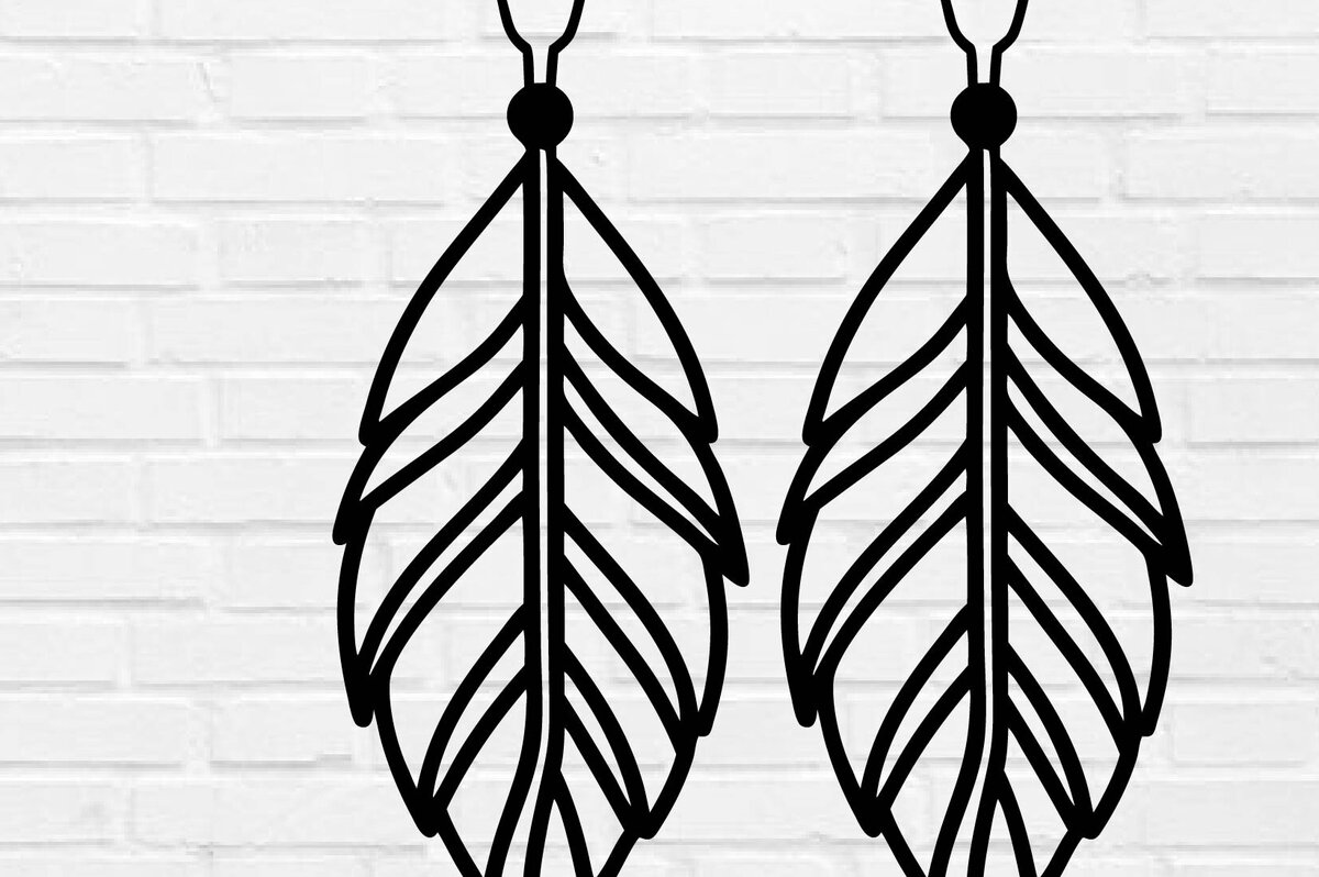 Intra απο ξύλο plywood  Χρώμα wenge 3mm-4mm πάχος - Σκουλαρίκι με πούπουλα τέχνη τοίχου με λέιζερ Δίασταση 3x3 cm INTRAFABR-124910612