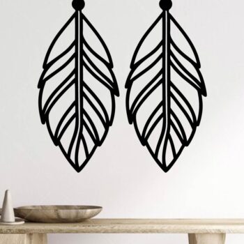 Intra απο ξύλο plywood  Χρώμα wenge 3mm-4mm πάχος - Σκουλαρίκι με πούπουλα τέχνη τοίχου με λέιζερ Δίασταση 3x3 cm INTRAFABR-124910612 - Image 2