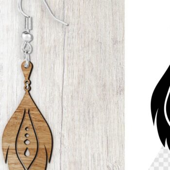 Intra απο ξύλο plywood  Χρώμα wenge 3mm-4mm πάχος - Σκουλαρίκια με φτερά κοπής με λέιζερ. Δίασταση 3x3 cm INTRAFABR-76263679 - Image 1