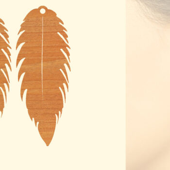 Intra απο ξύλο plywood  Χρώμα wenge 3mm-4mm πάχος - Ξύλινα σκουλαρίκια με πούπουλα με λέιζερ Δίασταση 3x3 cm INTRAFABR-116958975 - Image 1