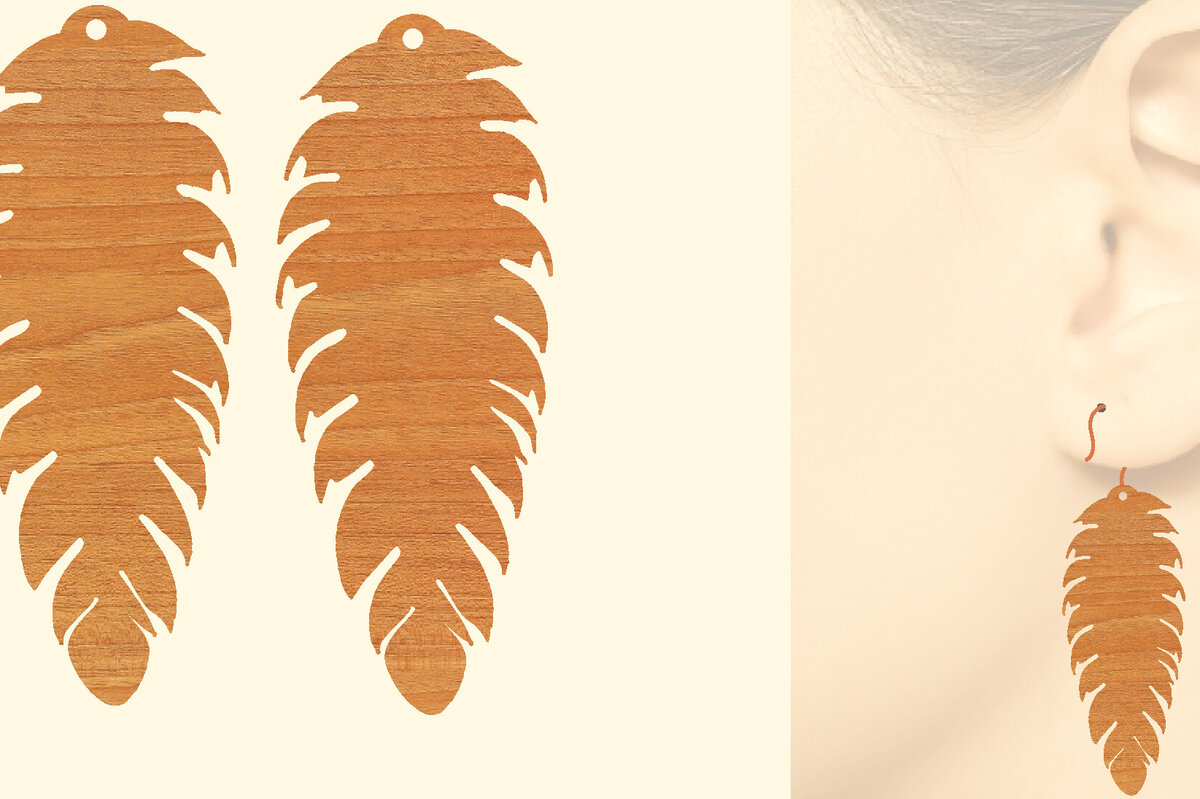 Intra απο ξύλο plywood  Χρώμα wenge 3mm-4mm πάχος - Ξύλινα σκουλαρίκια με πούπουλα με λέιζερ Δίασταση 3x3 cm INTRAFABR-116959036